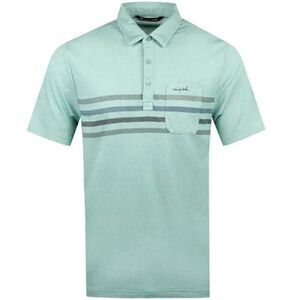 Travis Mathew Oh Snap Polo Shirt Mens Large L Heather Beryl Green Striped Casual